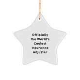 Coolest Insurance Adjuster Gifts - Officially World's Star Ornament, Funny Quote, and White Star-Shaped Design from Friends for Christmas - Image 1